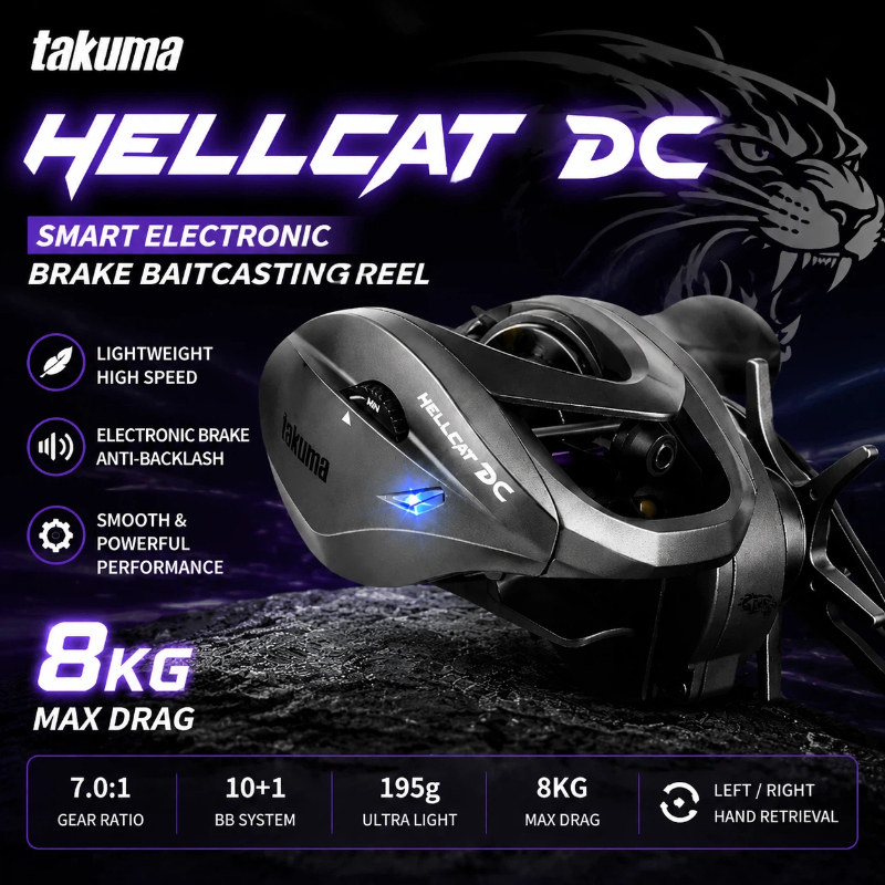 Electric Fishing Reel - HELLCAT DC Baitcasting Reel 8KG Max