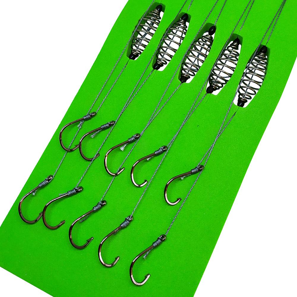 Snell Fishing Rig - 5-pieces Carp Hook Snelled Baitholder Hooks