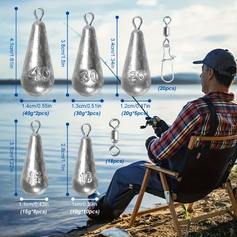 66pcs Fishing Weights Sinkers  - đánh giá và giá Fishing Equipment Set