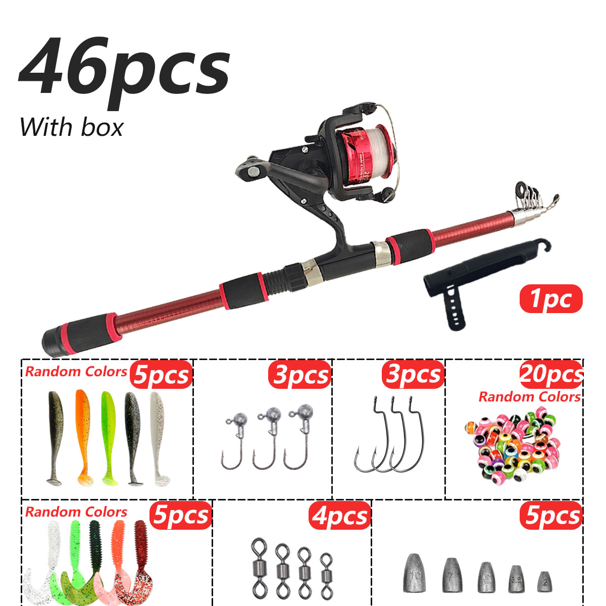 46Pcs Telescopic Fishing Rod R - đánh giá và giá Fishing Equipment For Kids