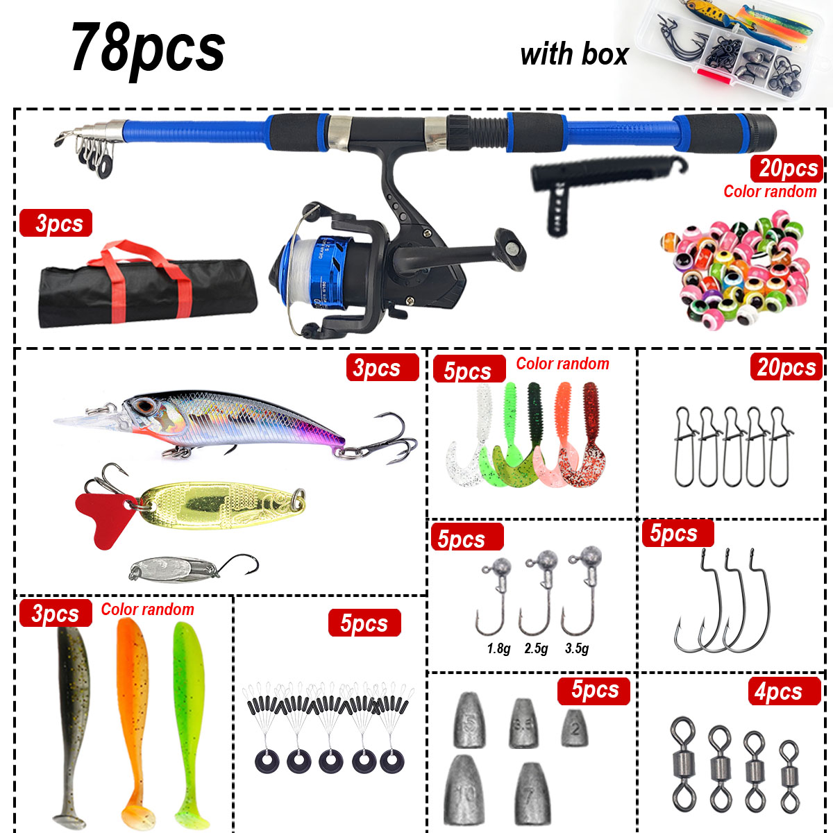 46Pcs Telescopic Fishing Rod R - đánh giá và giá Fishing Equipment For Kids