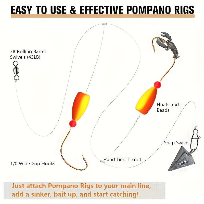 3pcs Pompano Rigs Surf Fishing - đánh giá và giá Snell Fishing Rig