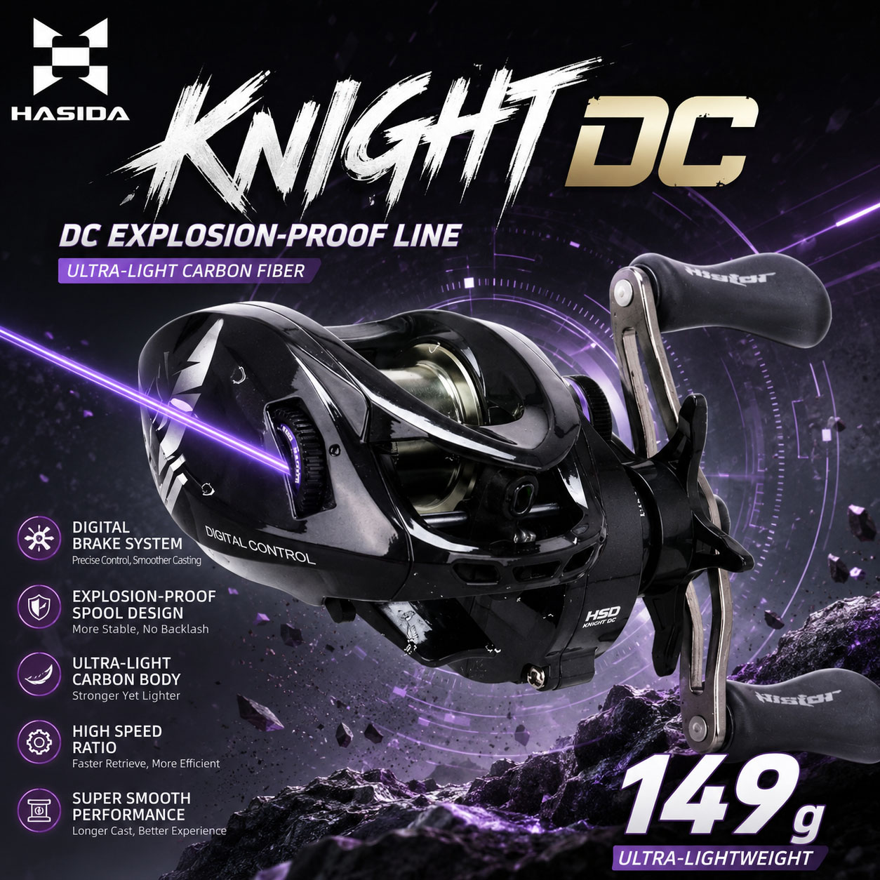 HASIDA Knight DC Baitcasting R - đánh giá và giá Electric Fishing Reel